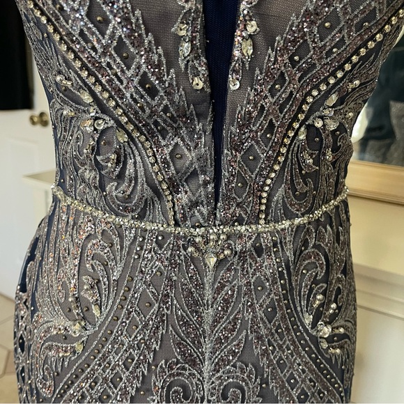 Elizabeth K by GLS Corset Tie Hand Beaded Mermaid Dress - Picture 3 of 9